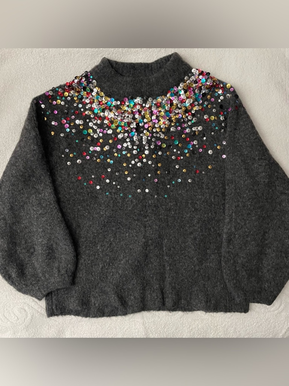 Zara Sequin Collar Cropped Sweater